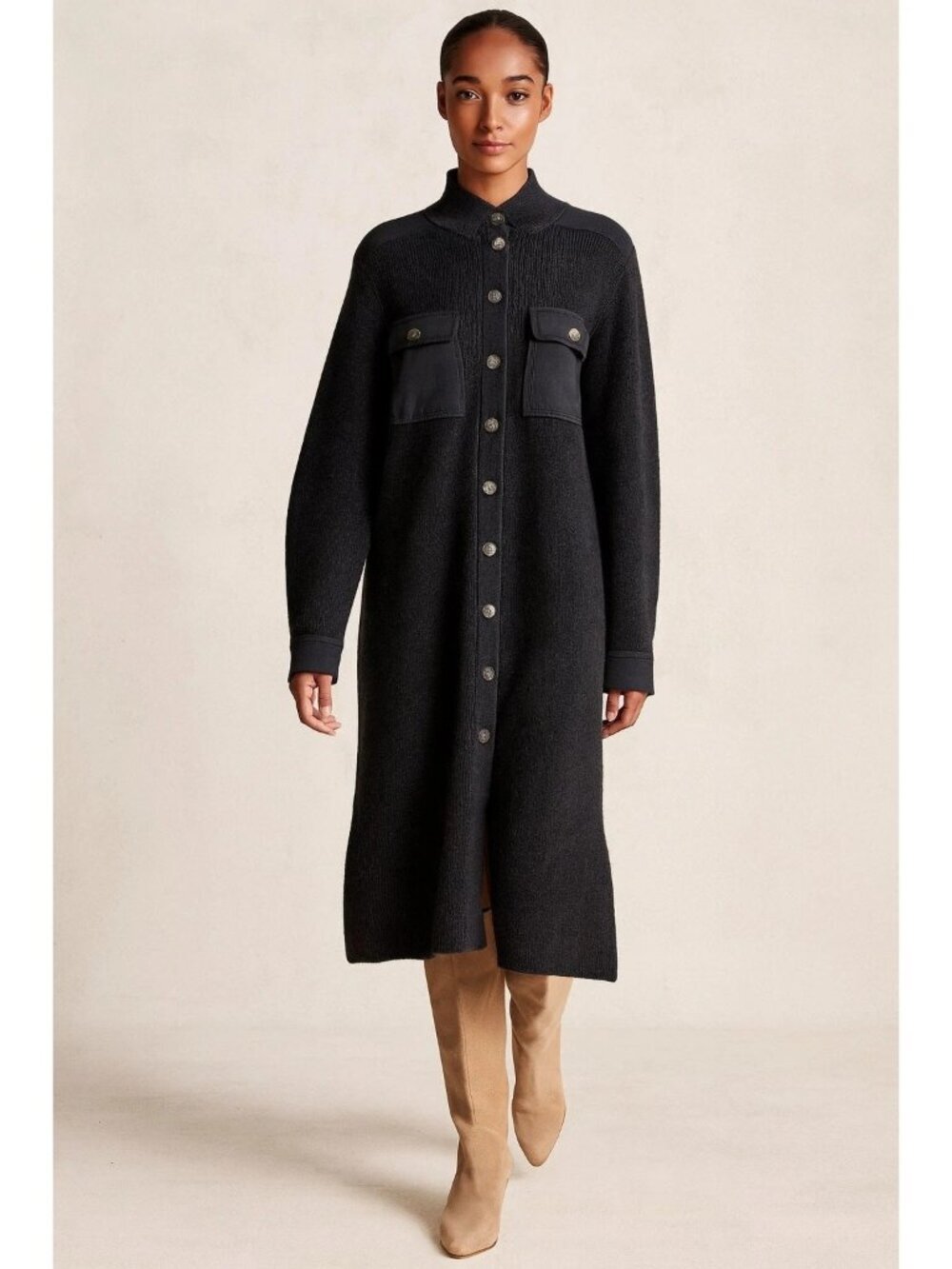 New 100% Merino Wool Rare Banana Republic Heritage Utility Coat Leather Trim